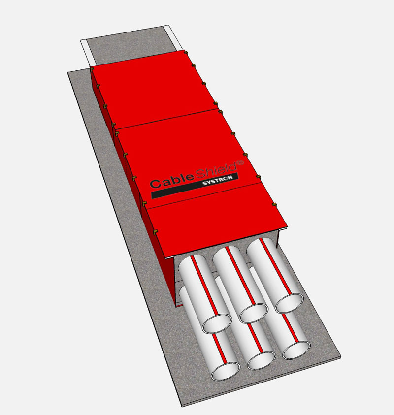 Systron CableShield® - Abschirmungen: Rohrblockabschirmung zur Reduktion Magnetischer Felder bei erdverlegten Kabel